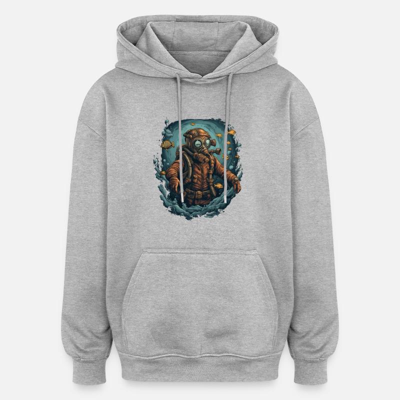 Plongeur - Sweat à capuche oversize unisexe - gris chiné