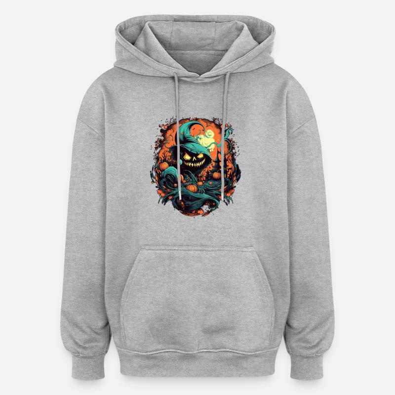 Halloween - Sweat à capuche oversize unisexe - gris chiné