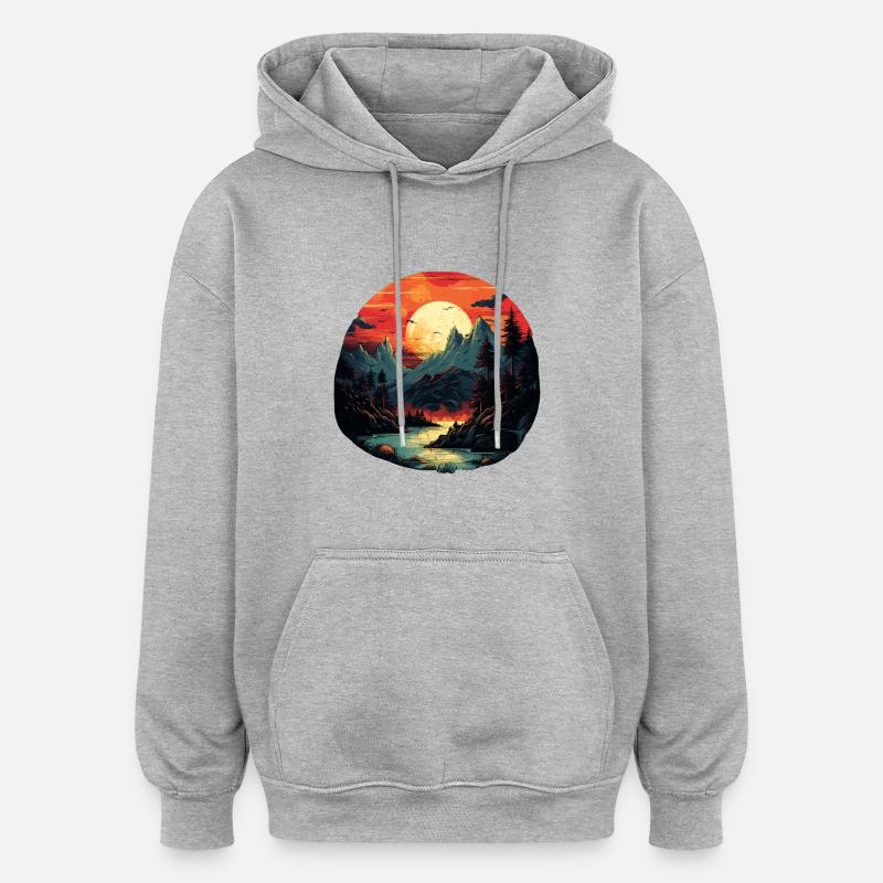 Paysage - Sweat à capuche oversize unisexe - gris chiné