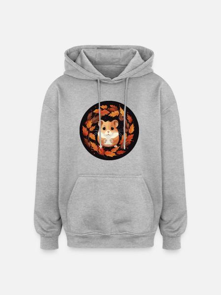 Herbsthamster - Oversized Unisex Hoodie - Grau meliert