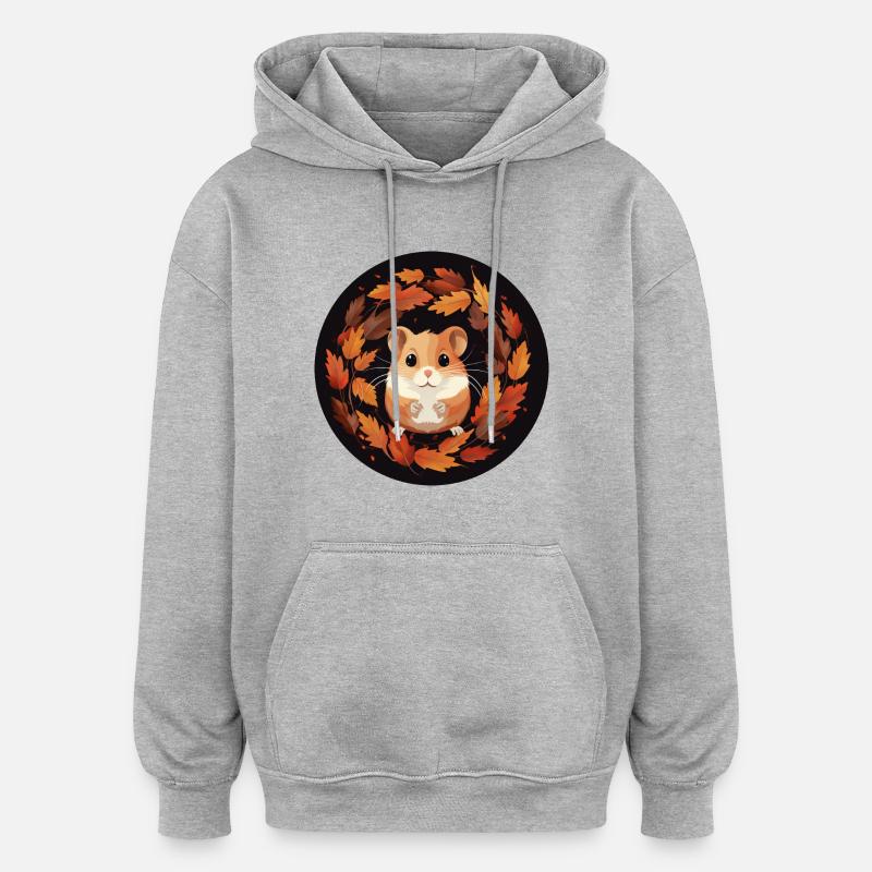 Herbsthamster - Oversized Unisex Hoodie - Grau meliert