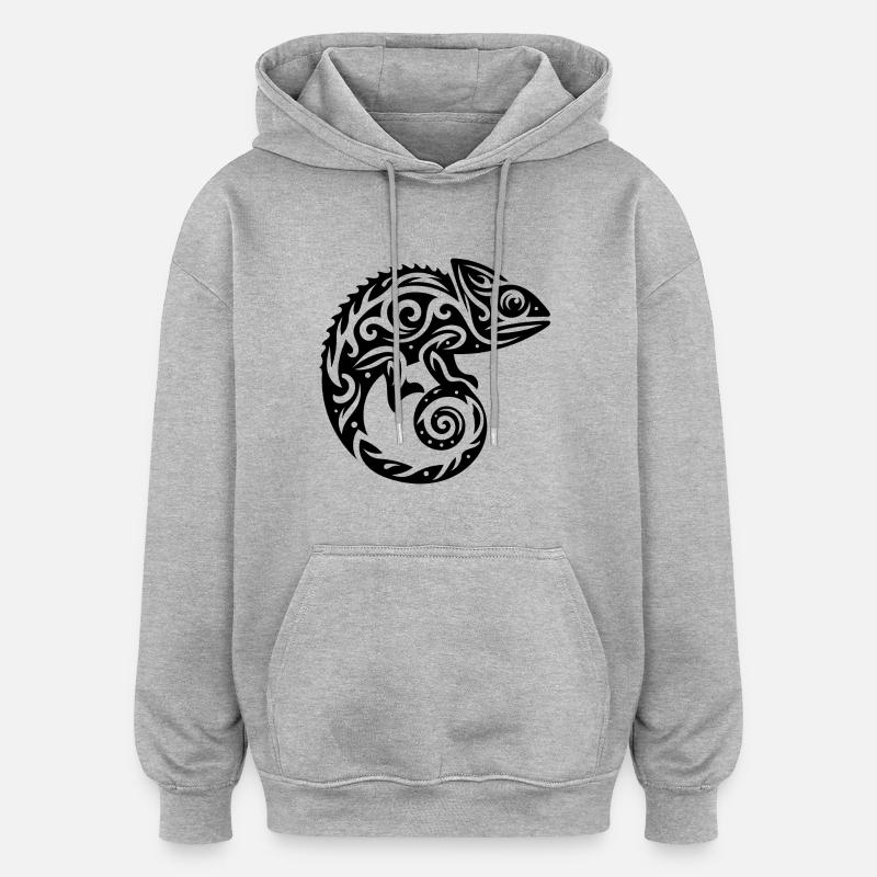 Scaly Creeper Disguise Chameleon Tattoo - Oversized Unisex Hoodie - heather grey