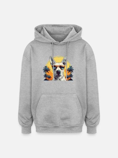 Bull terrier d’humeur festive - Sweat à capuche oversize unisexe - gris chiné