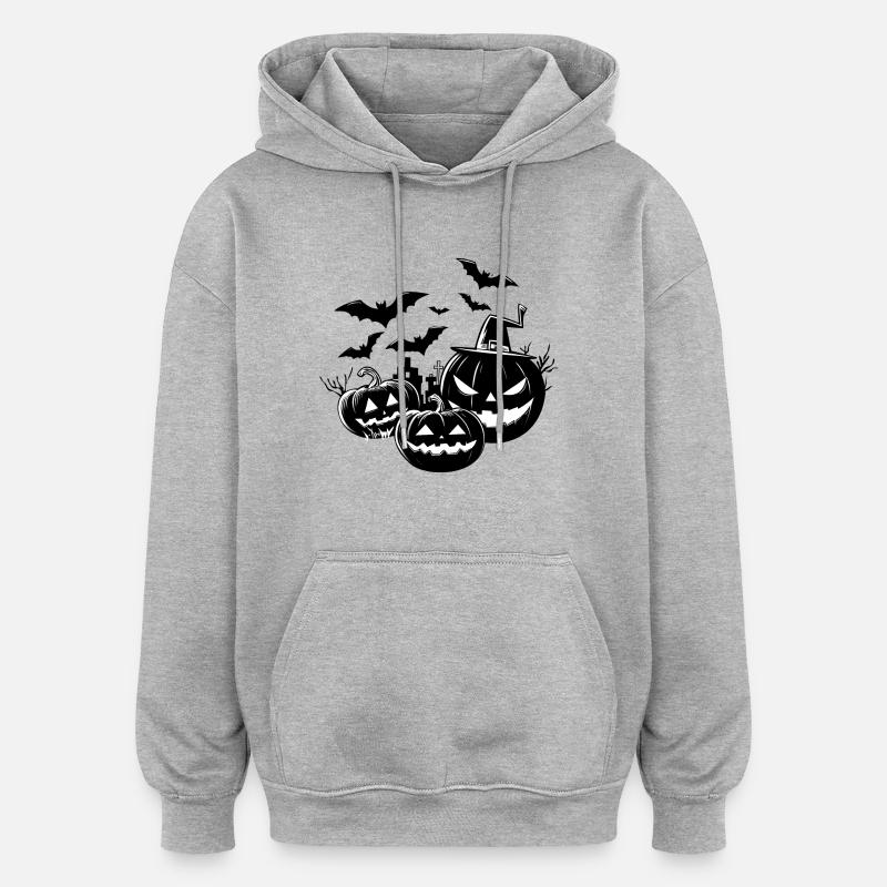 Halloween en noir et blanc - Sweat à capuche oversize unisexe - gris chiné