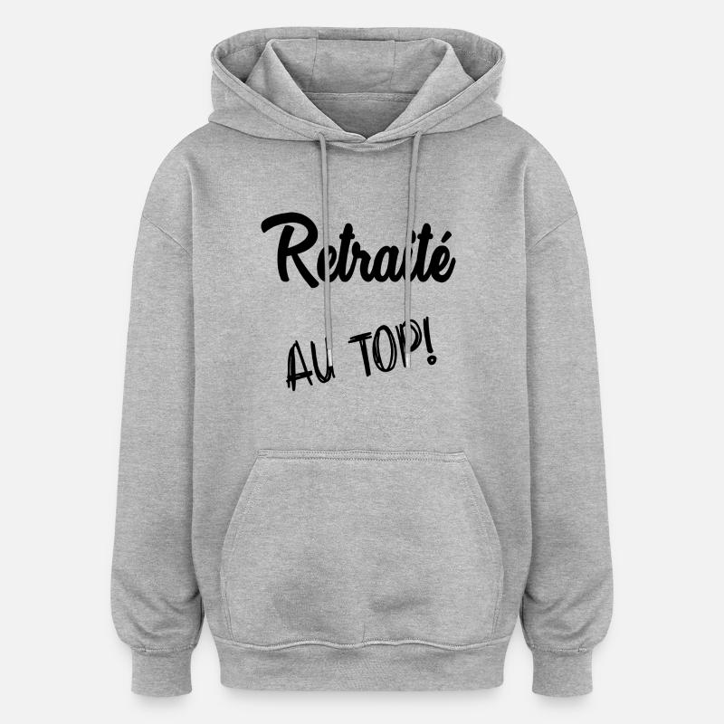 RETRAITE. RETRAITE. RETRAITEE - Sweat à capuche oversize unisexe - gris chiné