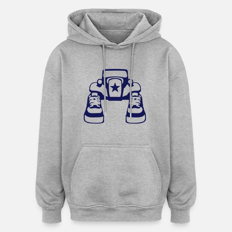 altes auto traktion schuhe 0 - Sweat à capuche oversize unisexe - gris chiné