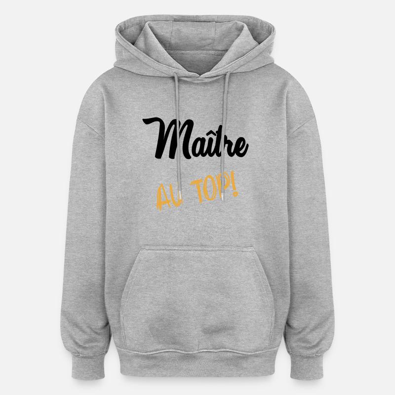MAÎTRE. MAITRE. MERCI. MERCI MAÎTRE - Sweat à capuche oversize unisexe - gris chiné