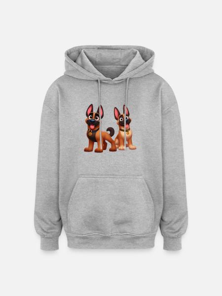 malinois 15 - Sweat à capuche oversize unisexe - gris chiné