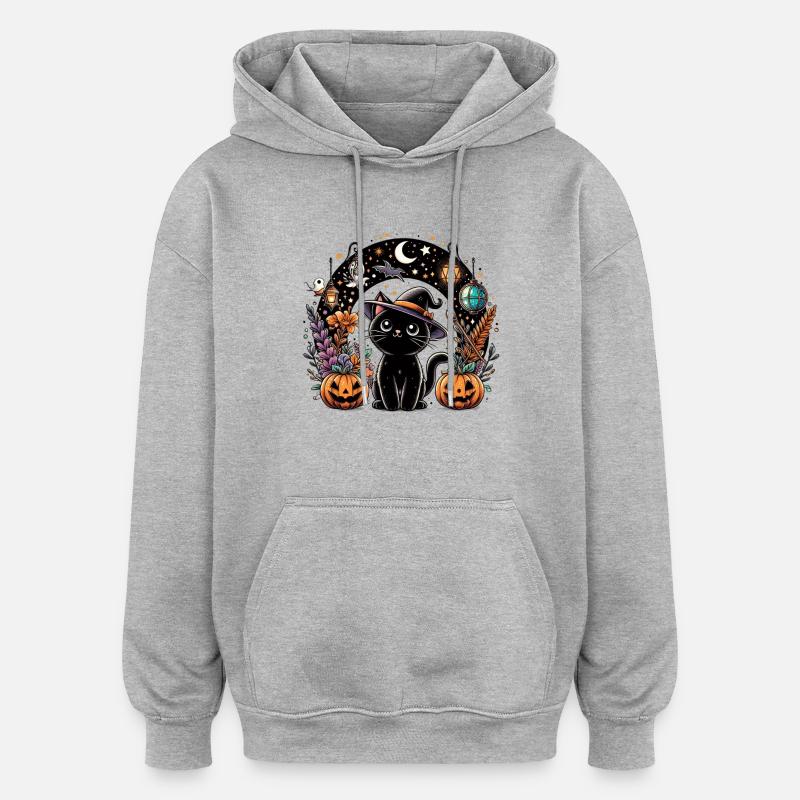 Kitty spooky halloween 2 - Sweat à capuche oversize unisexe - gris chiné