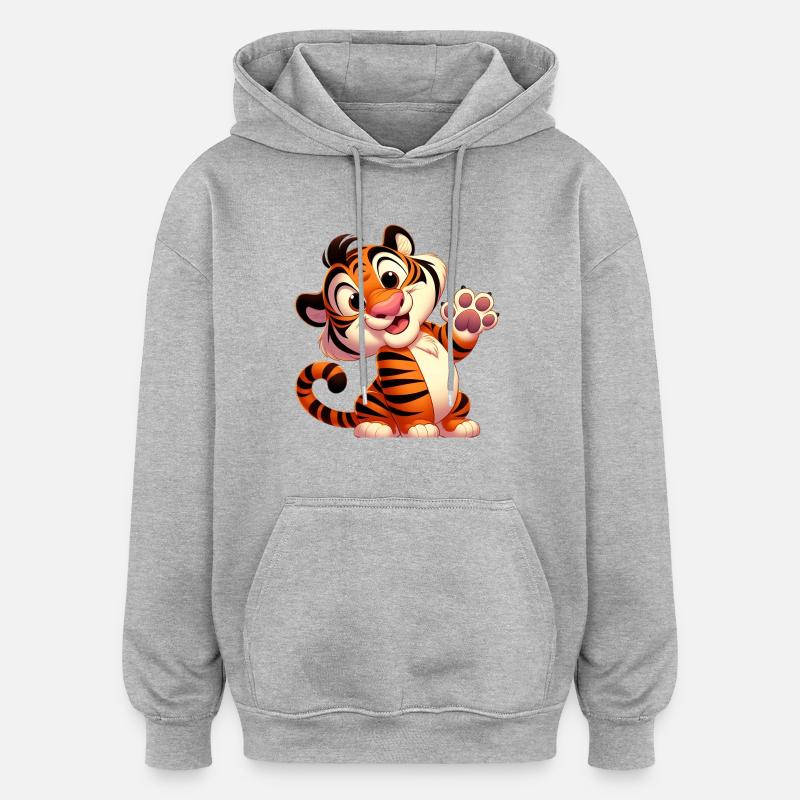 tiger 7 - Sweat à capuche oversize unisexe - gris chiné