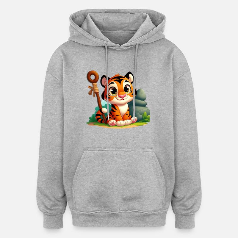 tiger 5 - Sweat à capuche oversize unisexe - gris chiné