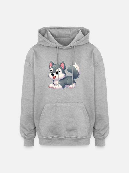 Wolf 15 - Oversized Unisex Hoodie - heather grey