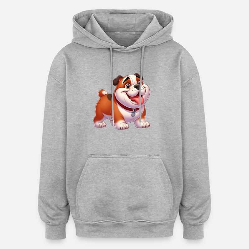 Englische Bulldogge 2 - Oversized Unisex Hoodie - Grau meliert