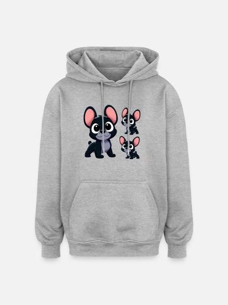 French Bulldog 8 - Oversized Unisex Hoodie - heather grey