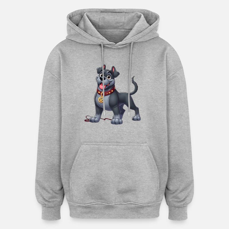 cane corso - Sweat à capuche oversize unisexe - gris chiné