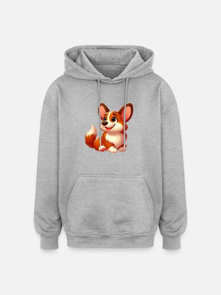 Corgi 4 - Oversized Unisex Hoodie - heather grey