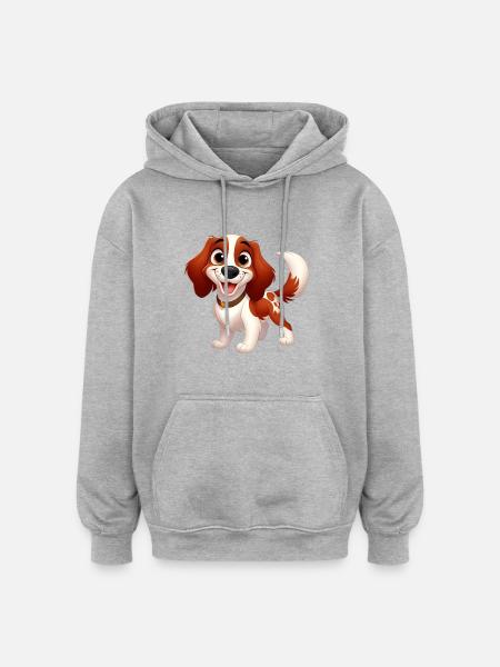 Brittany Spaniel 11 - Oversized Unisex Hoodie - heather grey
