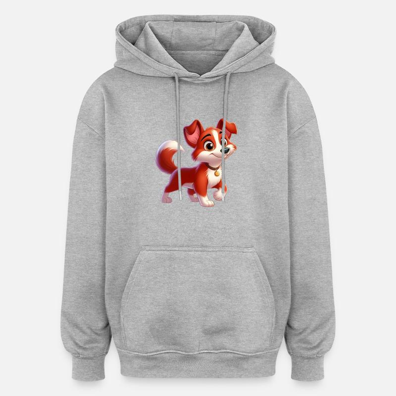 fox terrier 9 - Sweat à capuche oversize unisexe - gris chiné