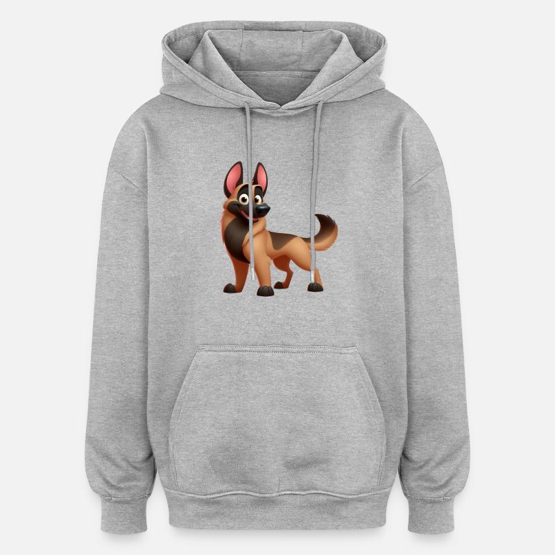 malinois 8 - Sweat à capuche oversize unisexe - gris chiné
