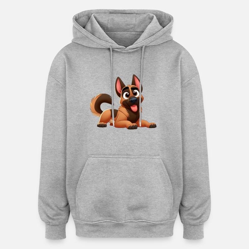 malinois 12 - Sweat à capuche oversize unisexe - gris chiné