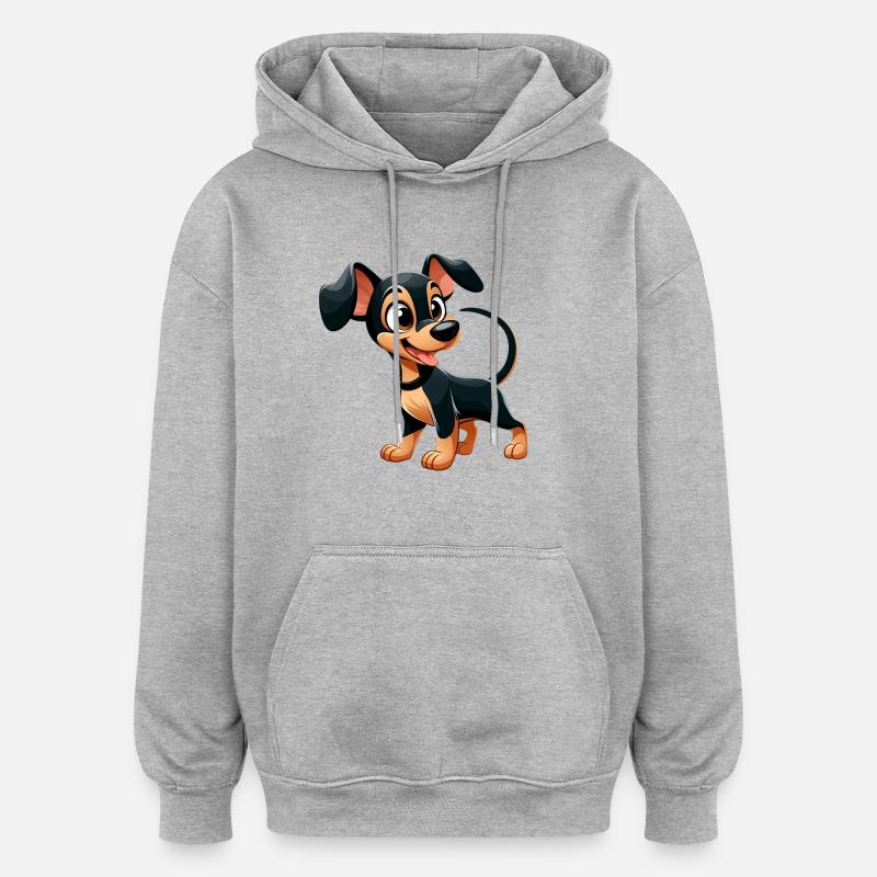 pinscher 2 - Sweat à capuche oversize unisexe - gris chiné