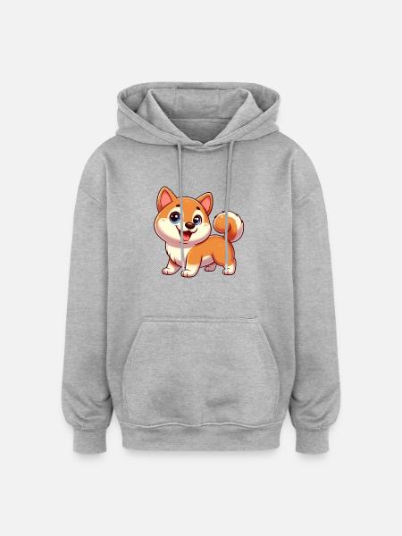 shiba - Oversized Unisex Hoodie - heather grey