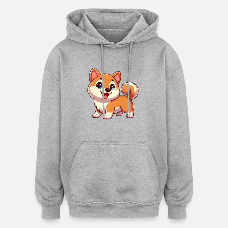 shiba - Sweat à capuche oversize unisexe - gris chiné