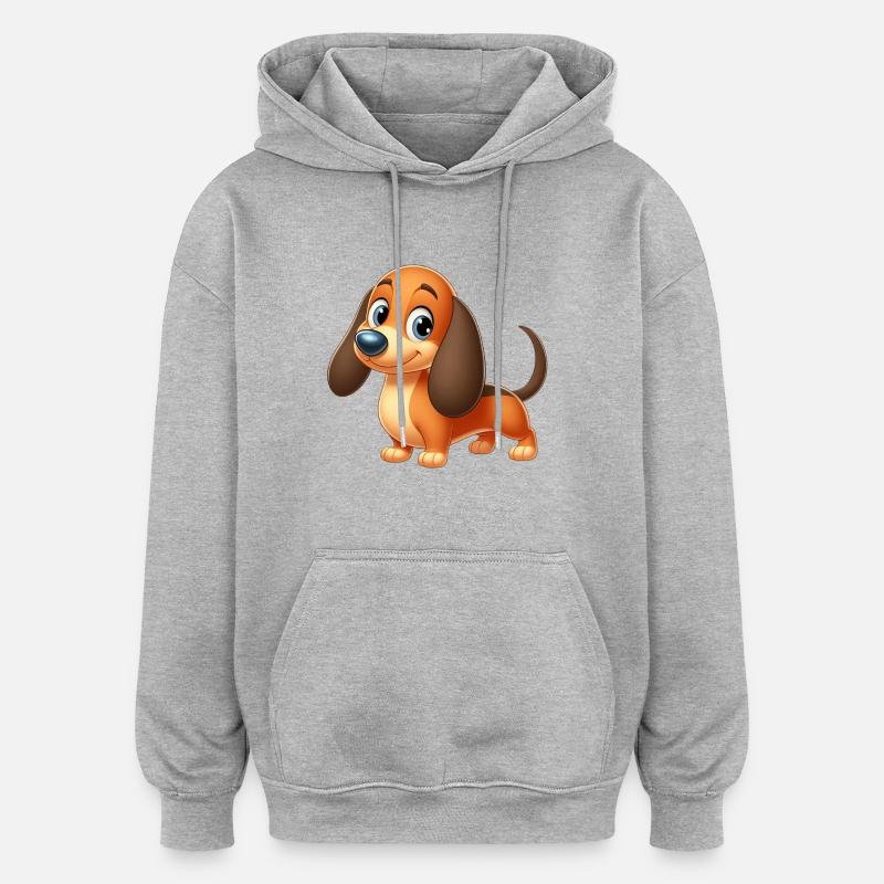 teckel 4 - Sweat à capuche oversize unisexe - gris chiné