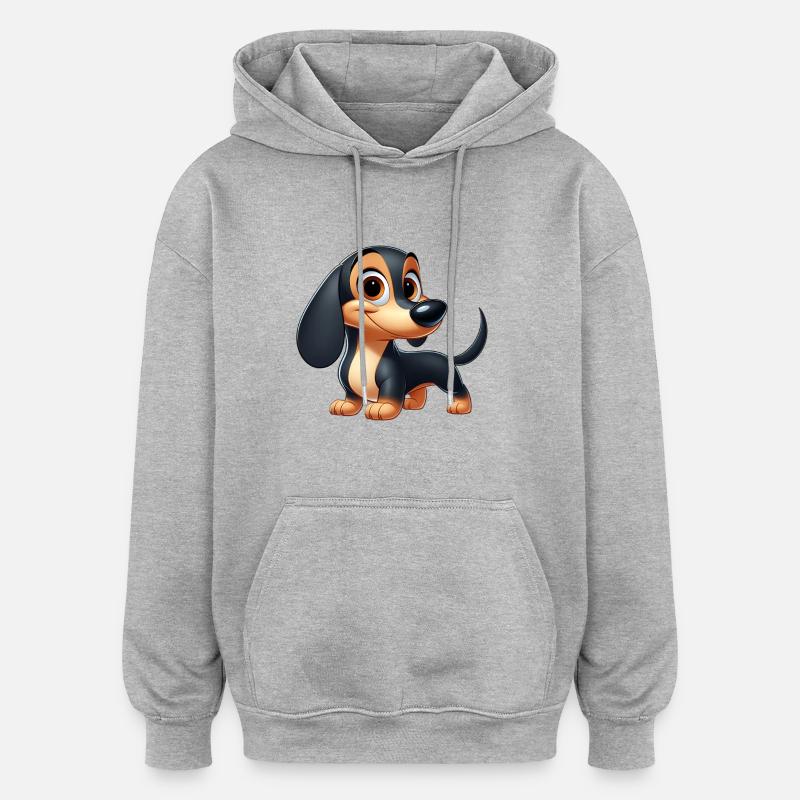 teckel 3 - Sweat à capuche oversize unisexe - gris chiné