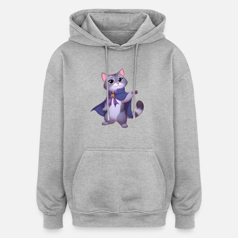 chat élégant - Sweat à capuche oversize unisexe - gris chiné