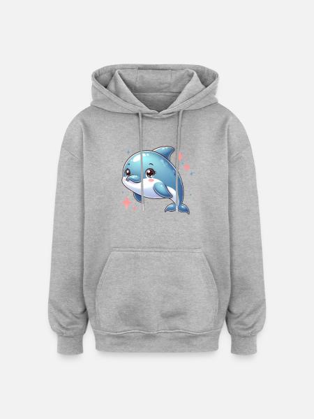 dolphin - Oversized Unisex Hoodie - heather grey
