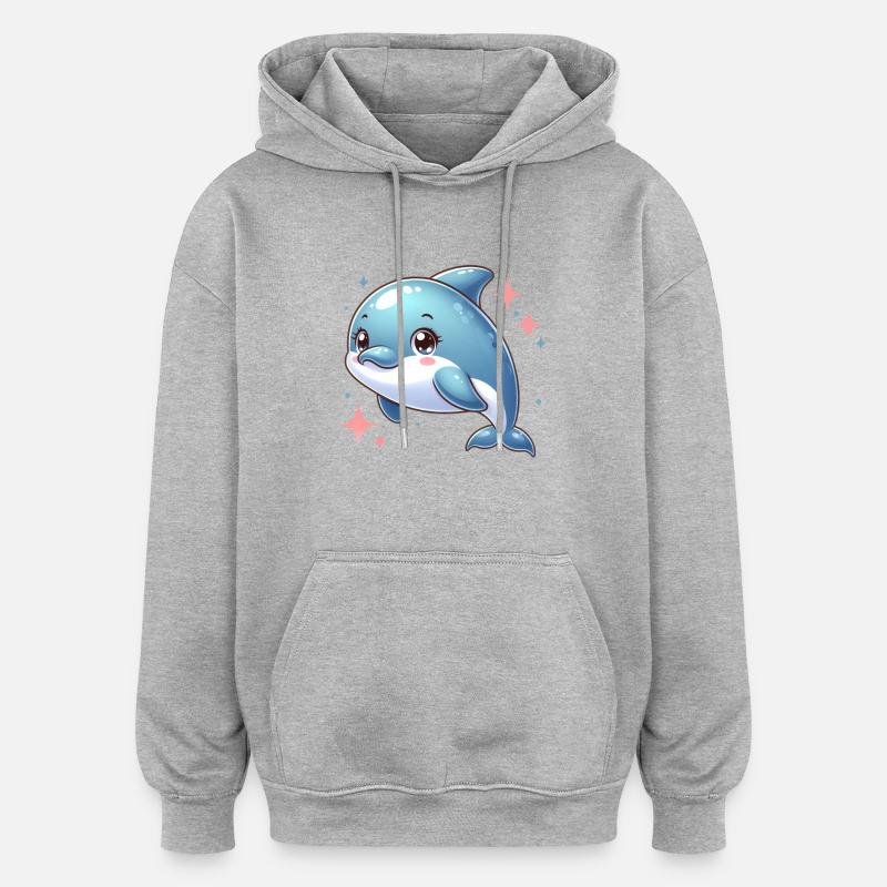 dauphin - Sweat à capuche oversize unisexe - gris chiné