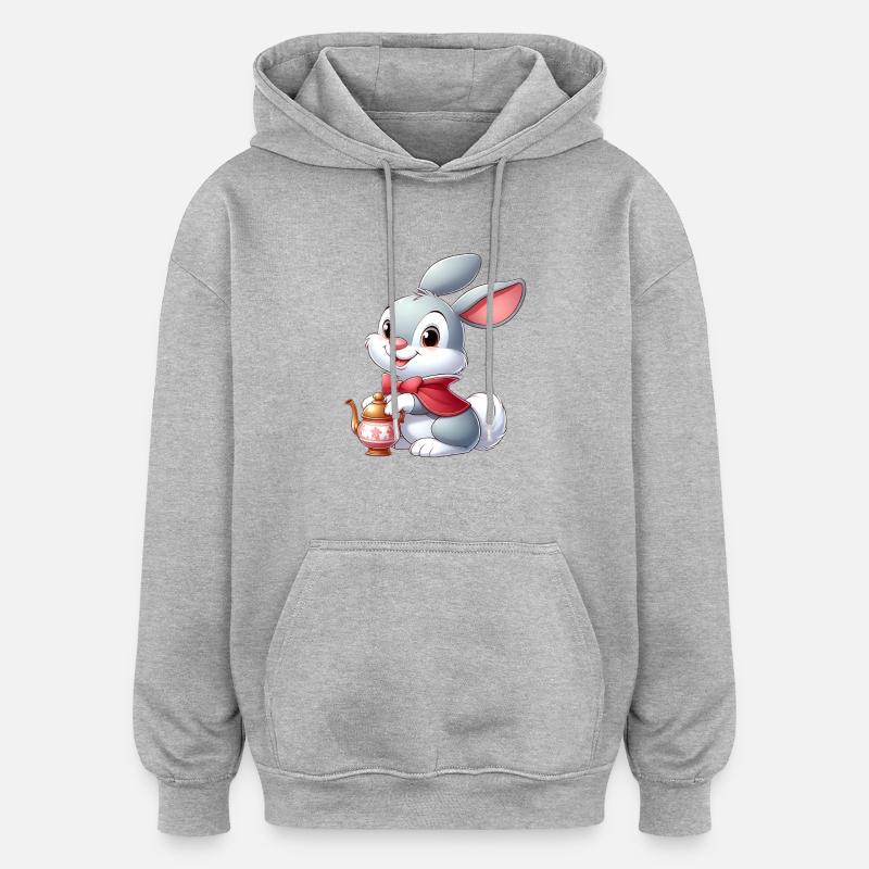 lapin 12 - Sweat à capuche oversize unisexe - gris chiné