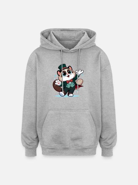 magic ragdoll - Sweat à capuche oversize unisexe - gris chiné