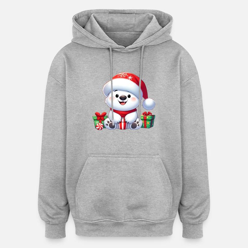 polar bear 2 - Sweat à capuche oversize unisexe - gris chiné