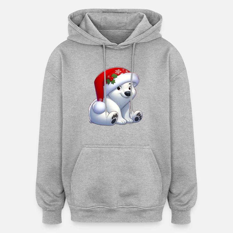 polar bear 12 - Sweat à capuche oversize unisexe - gris chiné