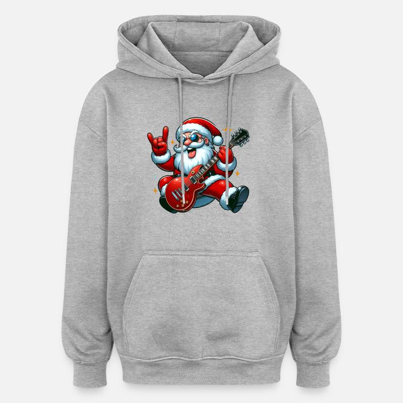 santa rock 7 - Sweat à capuche oversize unisexe - gris chiné