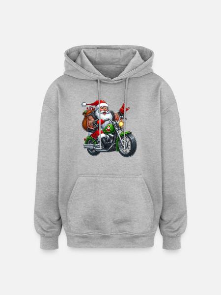 Santa Moto 2 - Oversized Unisex Hoodie - Grau meliert