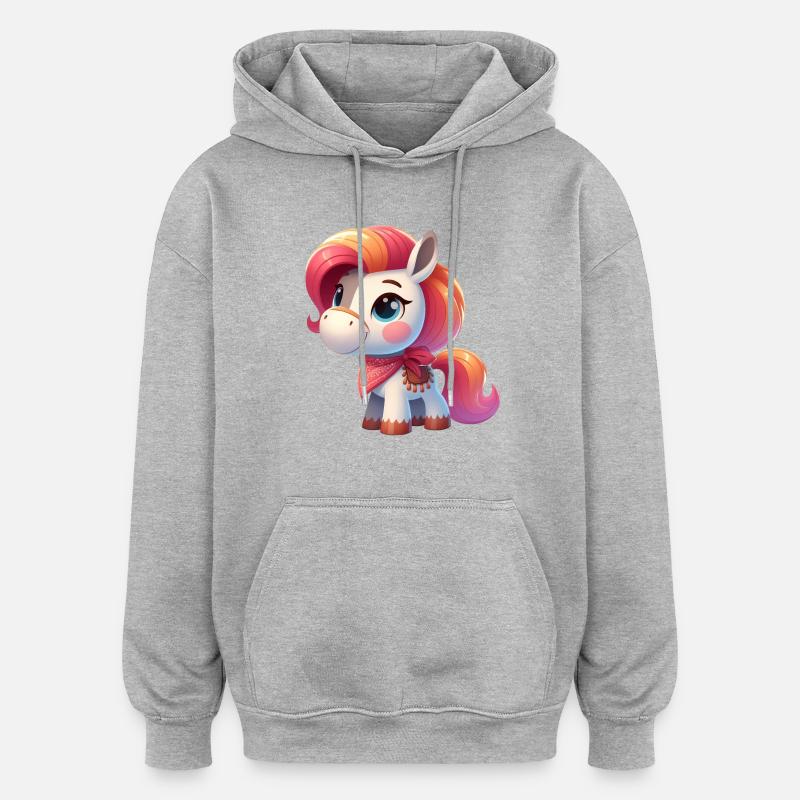 poney 4 - Sweat à capuche oversize unisexe - gris chiné