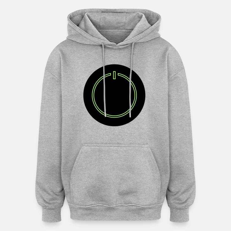 Bouton d’alimentation - Sweat à capuche oversize unisexe - gris chiné
