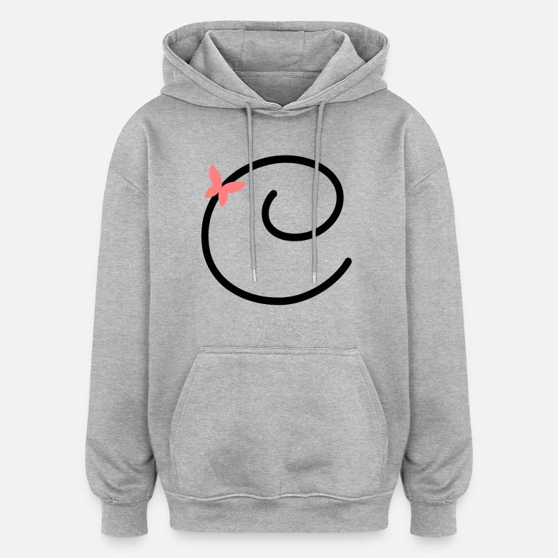 Lettre C Papillon Lettre - Sweat à capuche oversize unisexe - gris chiné