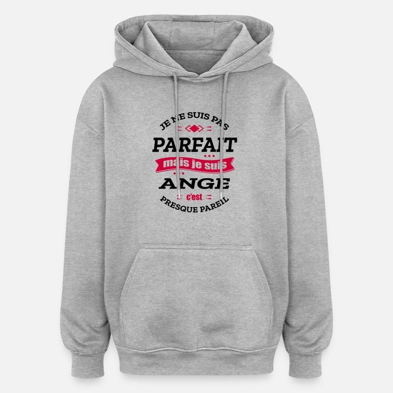 ANGE PARFAIT - PRENOM ANGE - Sweat à capuche oversize unisexe - gris chiné