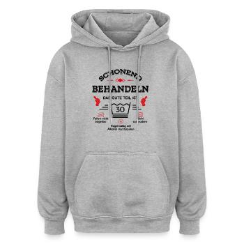 SCHONEND BEHANDELN 30. GEBURTSTAG - Oversized Unisex Hoodie - Grau meliert - Vorne - Noah (186cm)