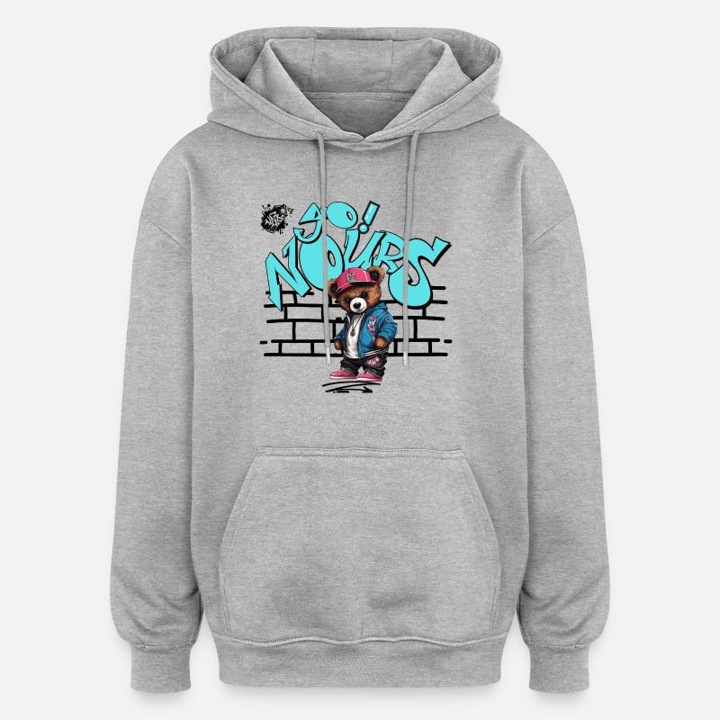 Yo! Nours - Sweat à capuche oversize unisexe - gris chiné