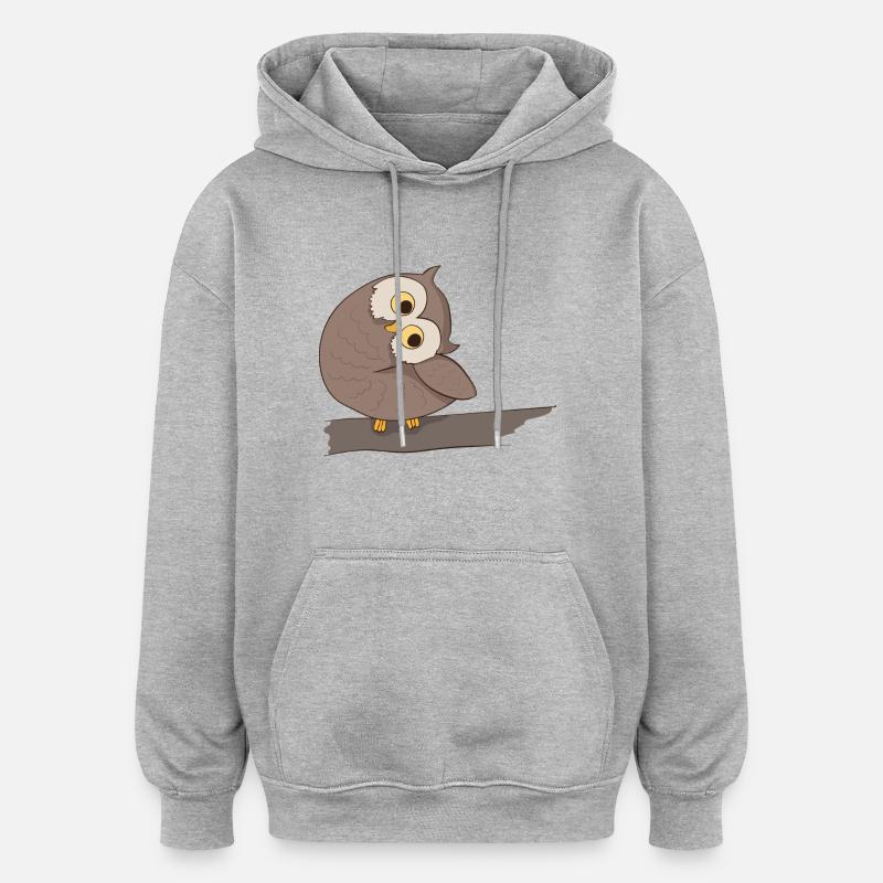 Uhu Eule Comic - Oversized Unisex Hoodie - Grau meliert