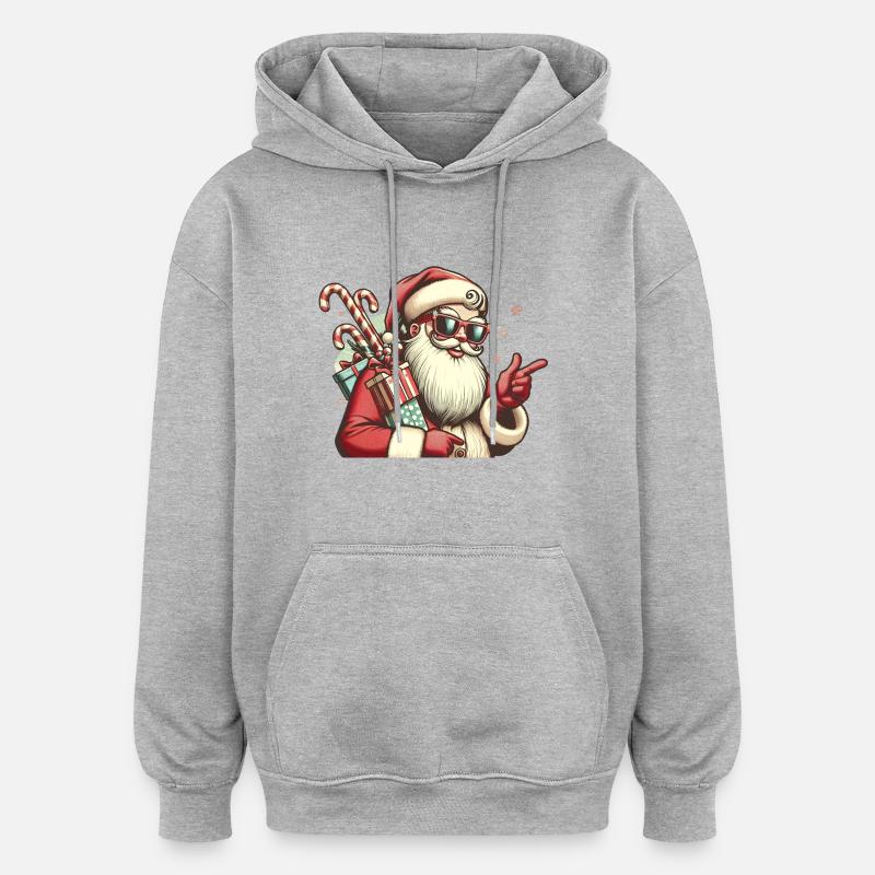 santa fun 2 - Sweat à capuche oversize unisexe - gris chiné