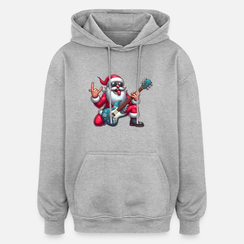 santa rock 3 - Sweat à capuche oversize unisexe - gris chiné