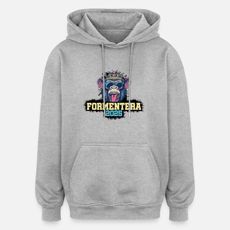 Formentera 2025 Singe - Sweat à capuche oversize unisexe - gris chiné