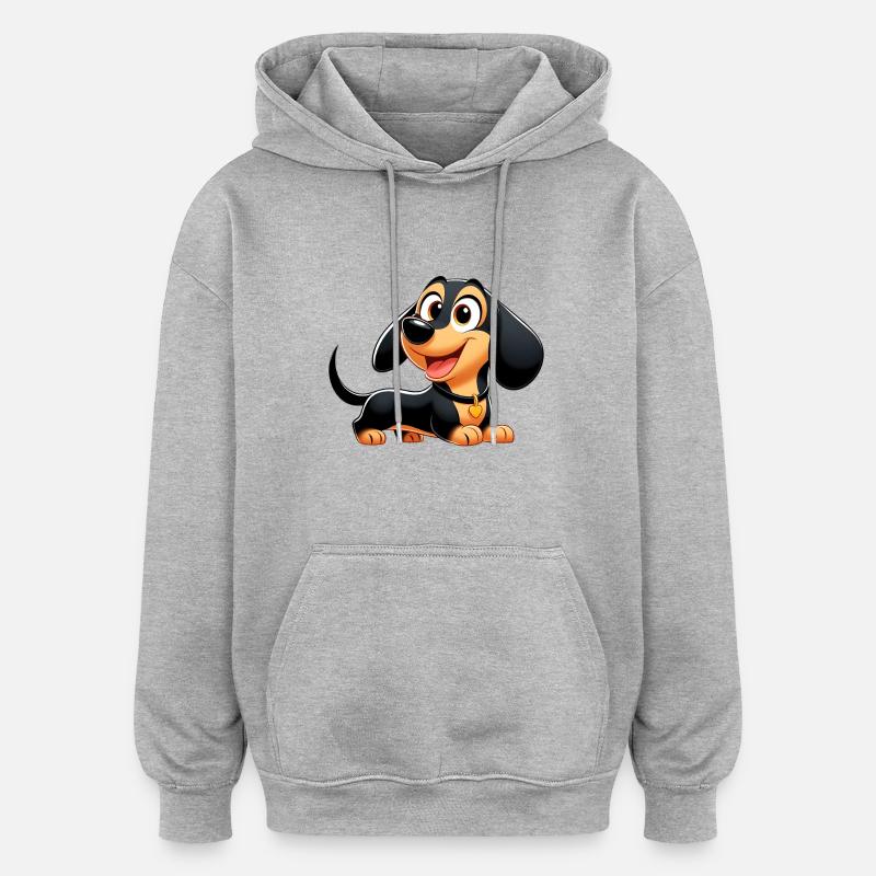 teckel - Sweat à capuche oversize unisexe - gris chiné