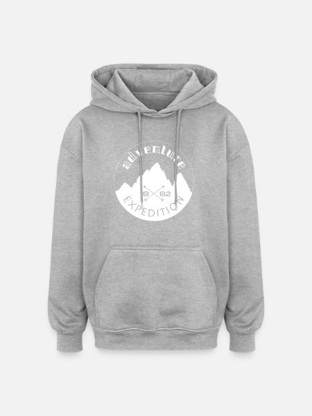Adventure expedition - white - Oversized Unisex Hoodie - heather grey